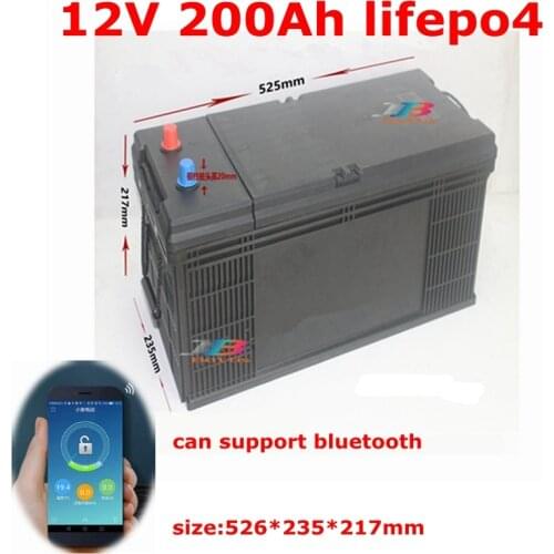 Lifepo4 12V 200AH lithium battery bluetooth BMS APP 12.8V 200Ah for caravan inverter boat Solar energy storage + 20A Charger