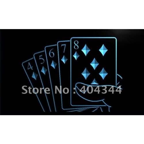LK428- Straight Flush Poker Casino Game LED Neon Light Sign home decor crafts
