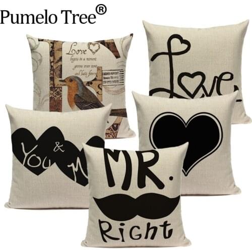 Love Linen Pillow Cover Letter Valentine Day Decor Office Chair Bed Car Cushion Cover Home Decorative Pillow Case Custom cushio
