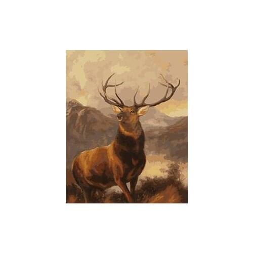 MaHuaf-X955 deer on mountain hand painted canvas oil painting by numbers digital coloring by numbers on canvas for home decor