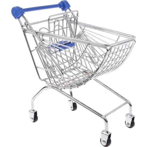 Mini Supermarket Shopping Cart Toy, Novelty Desktop Decoration Ornament Toys - Dark Blue