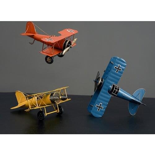 Retro Metal Plane Model Crafts Living Room Bedroom Ornament Iron Airplane Figurines Home Decoration Accessories Gift