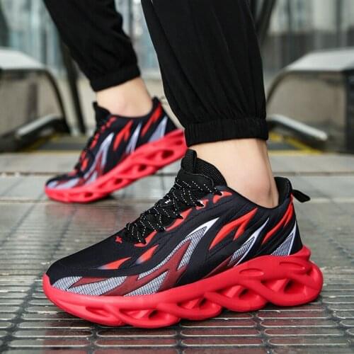 Mens Shoes Sneakers 2021new Color Contrast Flame Jacquard Large Size Casual Sports Mens Shoes 39-46 Chaussures Pour Hommes