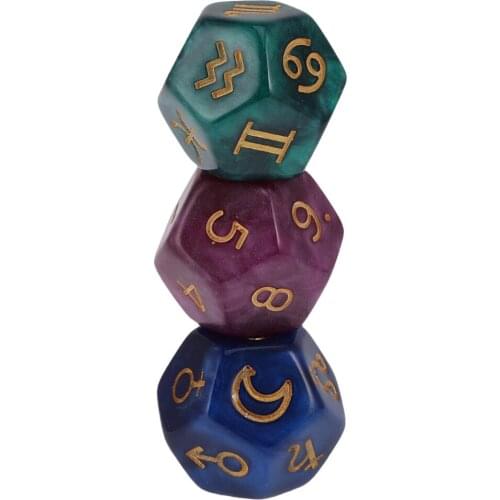 3Pcs Pearl 12-sided Astrology Dice D12 Dies For Constellation Divination Toy Party Gambling Dices Game Digital Dices