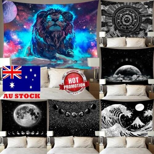 Lion Moon Pattern Blanket Tapestry Wall Hanging Polyester Tapestry Bohemian Gypsy Home Bedroom Decor