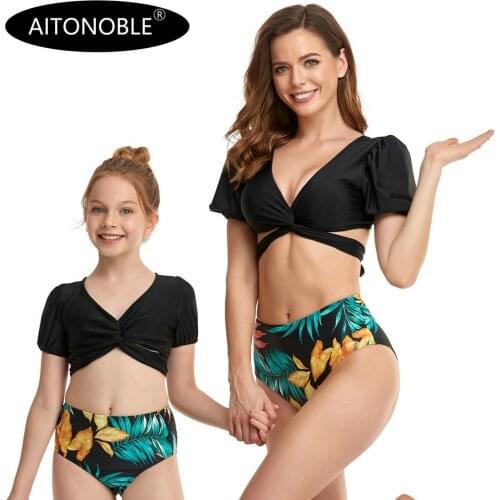 Aitonoble SS22 New Mommy and Girls Swimwear Women swimwear Bikini Two Pieces Bikini Beachwear
