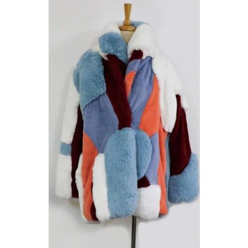 New Arrival Autumn and Winter Fur Coat European and American Street Style Outfit Thickened Contrast Color Matching Faux Coat S t