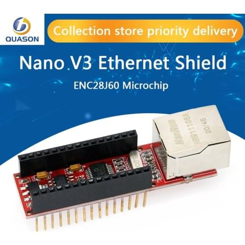 Nano V3 Ethernet Shield ENC28J60 Microchip HR911105A Ethernet Webserver Board Module for Arduino Nano 3.0