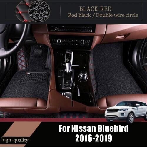 Luxury Double Layer Wire Loop Car Floor Mats Carpet For Nissan Bluebird 2019 2018 2017 2016 Auto Accessories Leather Rugs Custom
