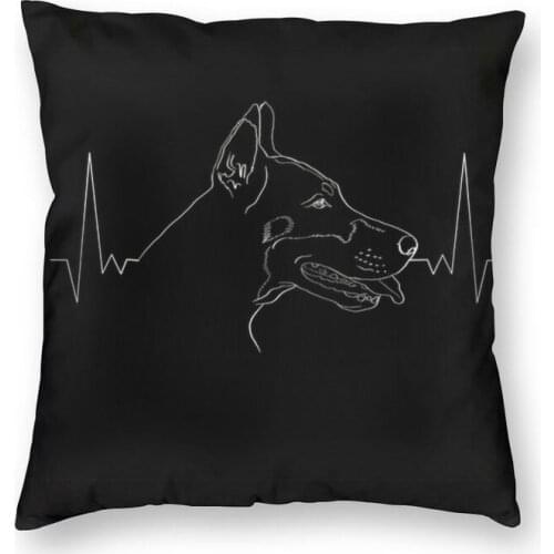 Luxury Doberman Dog Heartbeat Throw Pillow Case Home Decorative Custom Square Cushion Cover 45x45cm Pillowcover for Sofa