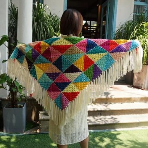 Handmade crochet colorfu scarf Women Tassel Scarf Wraps Crochet scarves autumn winter Christmas Gift Scarves