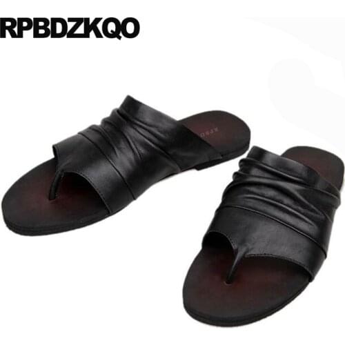Flip Flop Shoes White Designer Men Sandals Leather Summer Italian Brown Water Slides Slippers Flat Fashion Slip On Black Strap