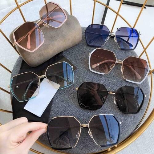 Brand Designer Sunglasses Women Frame Polygon Clear Lens Sunglasses Vintage Sun Glasses Hexagon Metal Frame Summer Eyewear