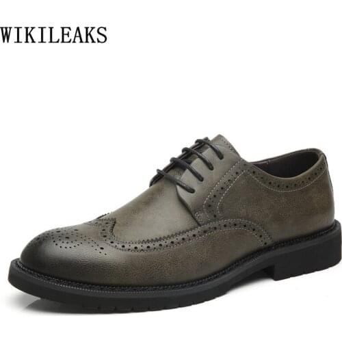 Brogue Shoes Men Wedding Dress Formal Shoes Men Business Suit Men Dress Shoes Leather Office 2021 Brown Dress Zapatos De Hombre