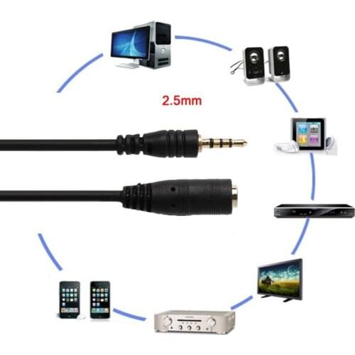 150cm 2.5mm Male to Female Jack Extension Audio AUX Cable Cord for Smartphone 2.5mm earphone