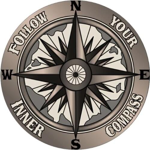 12CM*12CM Universal Reflective Funny Follow Your Inner Compass PET Car Sticker