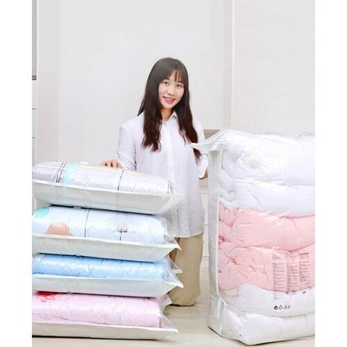 Free Pumping Vacuum Compressed Bag High Capacity Transparent Thick Vacuum Bag For Clothes Space Saving Closet Organizer