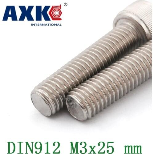 Stainless Steel Din912 M3x25mm M3*25 304 Vis Screws Free Shipping 100pcs/lot Metric Thread Hex Socket Head Cap Screw Bolts