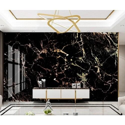Waterproof Black Gold Marble Contact Paper for Hotel Cloth Paper Wall Art Luxury High Quality 3d Brick Wallpaper Canvas Mural