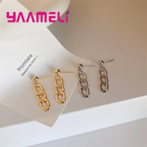 925 Sterling Silver Simple Geometric Metallic Dangler Drop Earring for Women Fashion Party Jewelry Brinco Pendiente Accessory