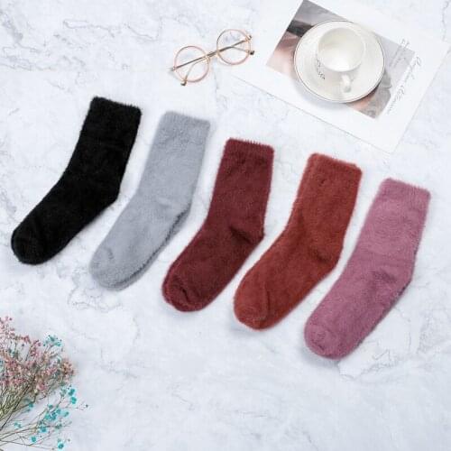 Winter Women Warm Socks 2020 New Style Soft Velvet Female Socks Solid Colors Knitting Floor Socks For Ladies Calcetines Mujer