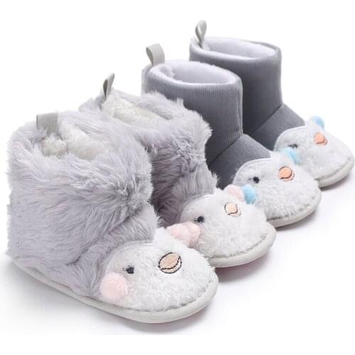 Winter 0-1 year old baby cartoon plus velvet warm soft bottom shoes baby toddler shoes