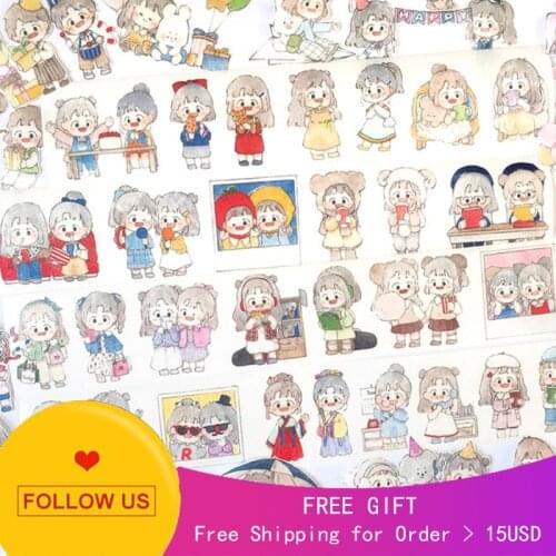 1 Loop Decorative Character Washi Tape Sample, Lovely Girl, Letter Party Together