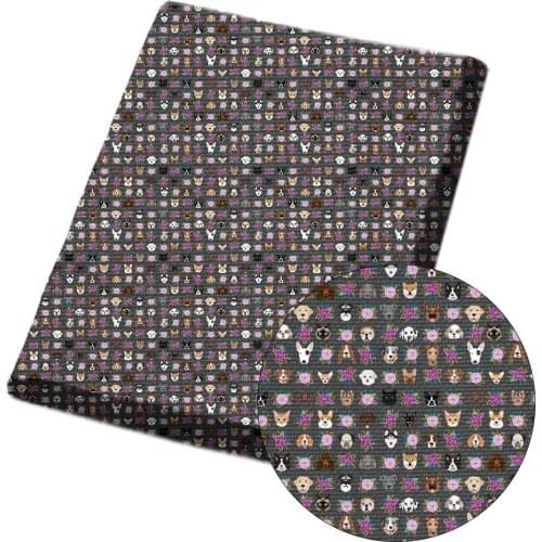 Cheer Bows 45*140cm 1pc Polyester Cotton Fabric Cartoon Cats Printed Synthetic Leather Cloth Sheets Handmade Bags Apparel Sewing