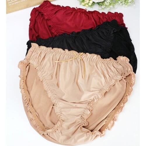 3Pcs/lot Thin Soft Sweet High elasticity Sexy Lace Lingeries Modal Ice Silk COOL Underwears Women Panties Plus Size 6XL Briefs