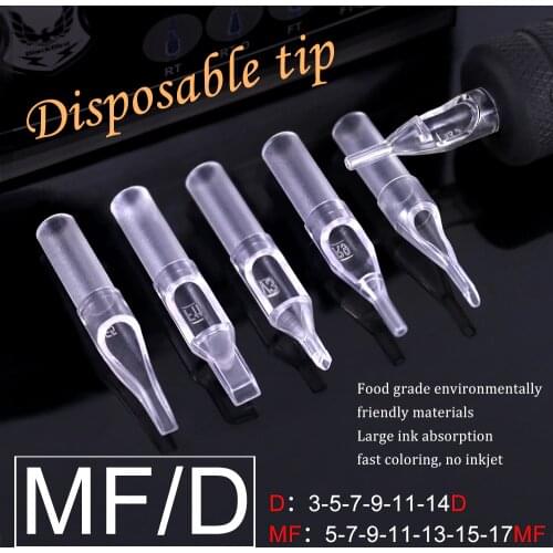 50Pcs Tattoo Transparent Disposable Tip Plastic Sterile Tattoo Tips Needle Permanent Makeup MF D 5FT/7FT/9FT/11FT/13FT/15FT/17FT