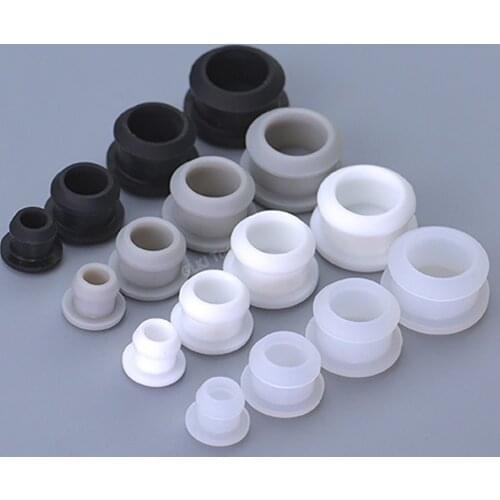5pcs 12mm-27mm Black White Grey Clear Silicone Rubber Hole Caps T-type Plug Cover Snap-on Gasket Blanking End Cap Seal Stopper