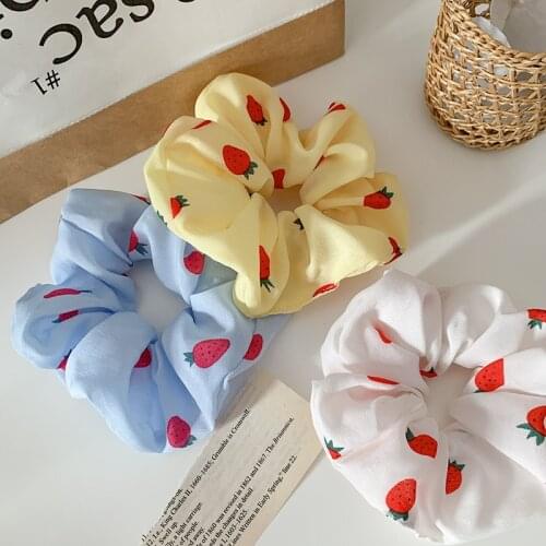 Hair Accessories Soft Chiffon Elastic Hair Bands Lovely Scrunchies For Girls Hair Ring Hair Wear Fruit Print Headdress