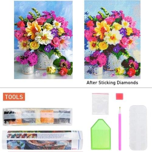 Diamond Painting 5D Flowers Diamond Painting Pictures 30 * 40cm for Adults Children DIY Numbers Diamond Painting Kit Rhinestones