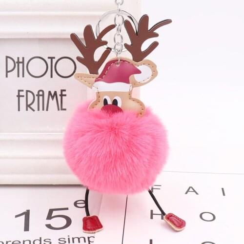 Car Keychain Santa Claus Furry Ball Keychain Car Keys Car Hang Girl Bag Pendant Jewelry Accessories Key Rings Wholesale