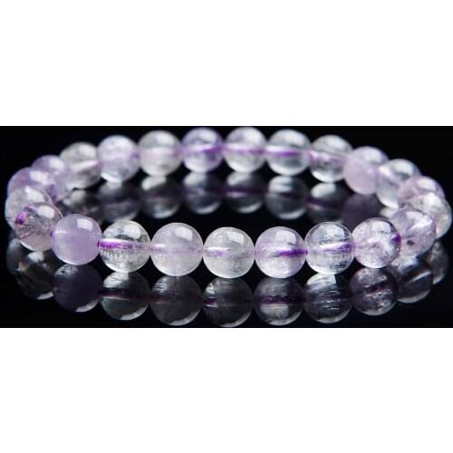 8mm Genuine Natural Purple Kunzite Gems Crystal Quartz Round Stretch Charm Bead Bracelet For Women Drop Shipping