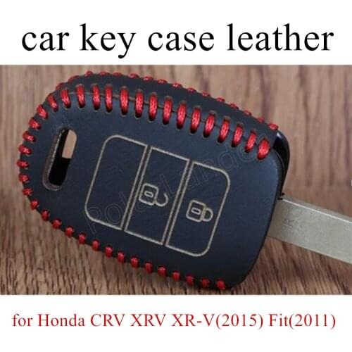 Only Red great quality car key case leather hand sewing car key cover fit for Honda CRV XRV XRV(2015) Fit(2011) Vezel(2015)