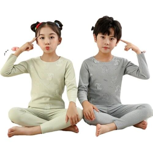 Autumn Winter Childrens Warm Fleece Pajamas Baby Thermal Underwear Teen Big Boys Pajamas Christmas Pyjamas for Girls 4 6 8 Year
