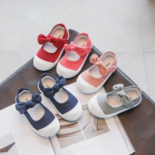 Children Bowknot Canvas Sneakers Shoes For Toddler Baby Kids Girls Boys Comfortable Slip-On Flats Shoes New 1 2 3 4 5 6 Years