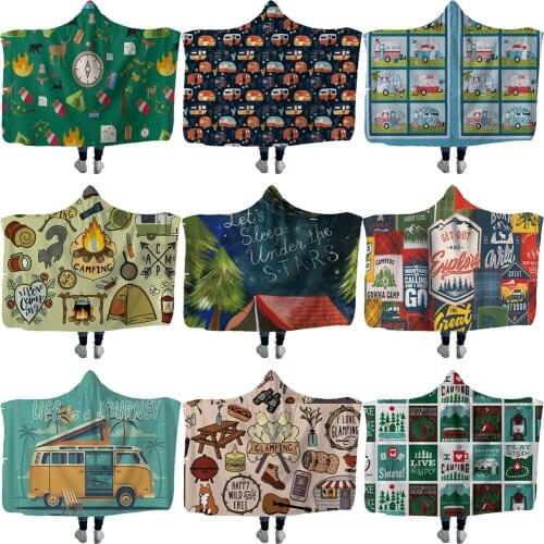 Cute Pattern Children Winter Hooded Blanket Christmas Party Throw Blanket Home Textile couverture polaire adulte T529