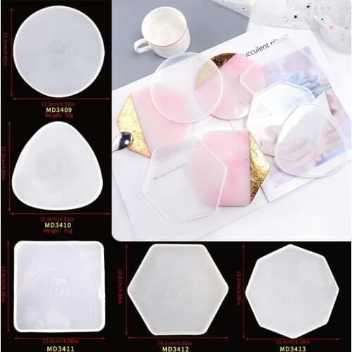 DM059 Casting Geometric Moldes Resina Epoxi Round Square Hexagon Circle Shape Coaster Silicone Molds For Epoxy Resin Craft Art