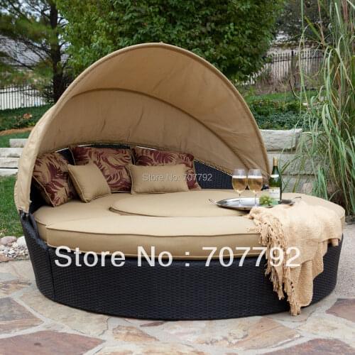 Hot sale round rattan outdoor folding sofa bed / sofa cum bed