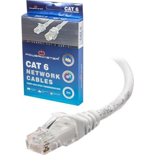 CABLE. CAT6 2 METER GRAY POWERMASTER BOXED