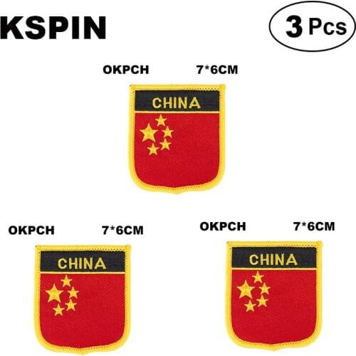 China Shiled Shape flag patches national flag patches for Cothing DIY Decoration
