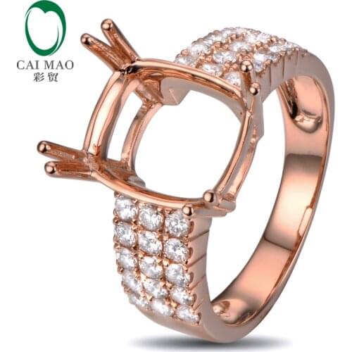 Caimao 10x12mm Cushion Cut Semi Mount Setting Ring 14K Rose gold Natural 0.78ct Diamond Engagement Jewelry