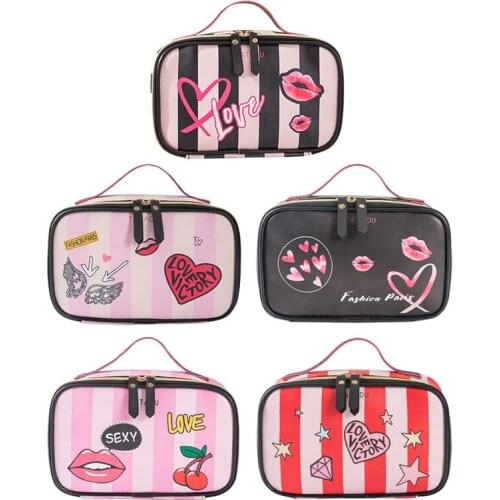 Leather Portable Women Cosmetic Bag Multifunction Travel Toiletry Storage Organize Handbag Waterproof Female Makeup Case