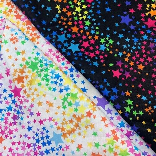 Beautiful 100% Cotton Fabric White/Black Colour Star Pattern Digital Print Sewing Material DIY Home Patchwork Dress Clothing