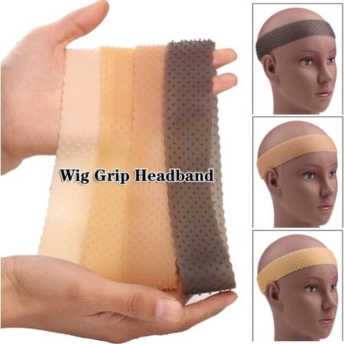 Silicon Wig Band Elastic Wig Grip Brown Transparent Black Headband For Fix Wigs Beige Hair Band Without Gel Or Glue Non Slip