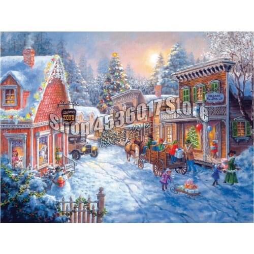 Toy Shop,Full,Diamond Painting,Diamond Embroidery,Cross Stitch,canvas,Mosaic,Home Decoration,Crafts,Art,Main Street,Christmas