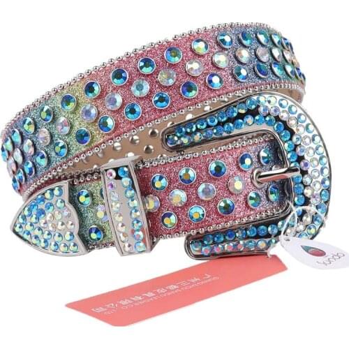 Fashion Goth Rhinestone Waistband Western Cowboy Crystal Pin Buckle Luxury Strap Men Women Diamond Studded Belt Cinto De Strass