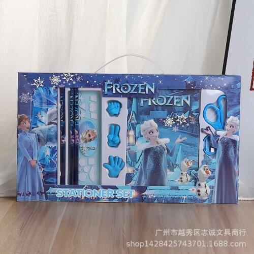 Disney Frozen Cartoon Stationery Set Cute 11 Piece Pencil Box Painting Book Pencil Writing Combination School Supplies Gift